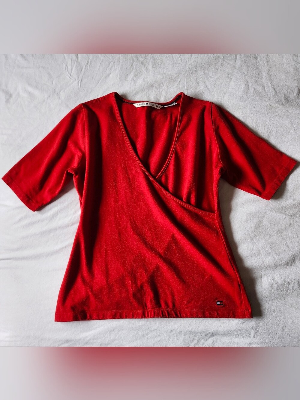 Y2K Tommy Hilfiger Red Wrap V-Neck Top